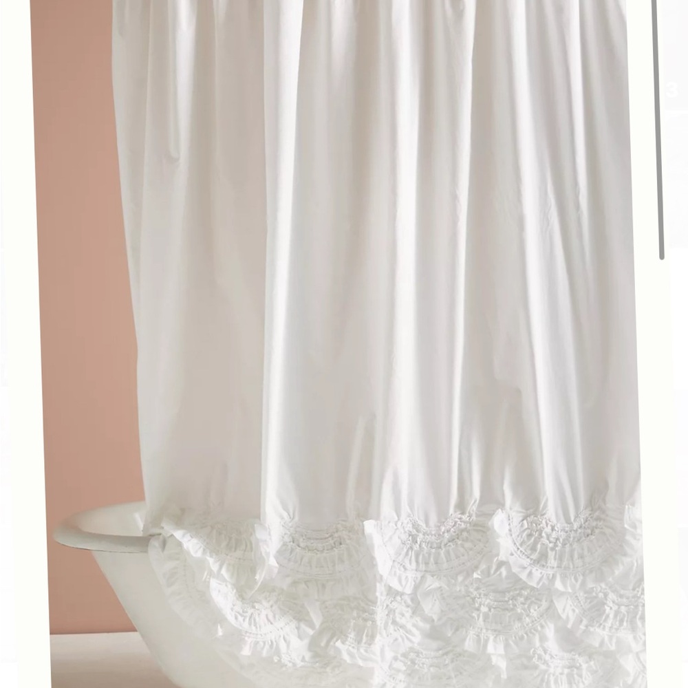 Anthropologie Rivulets White Shower Curtain
